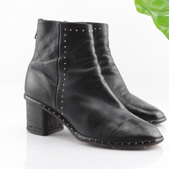 Rag Bone Womens Willow Boots Size 35 5 Black Leather Studded Block Heel Bootie - Picture 13 of 13